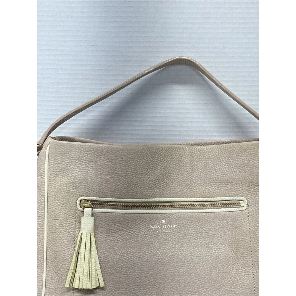 Kate Spade Michaela Crossbody Blush Pink Gray Trim Pebble Leather Cross  Strap